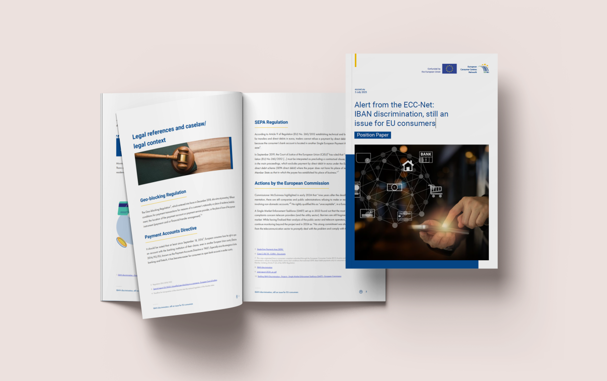 Image of the IBAN discrimination position paper of the ECC Network