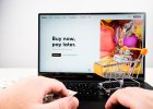 Buy Now Pay Later in a webshop. Laptop and shopping cart.